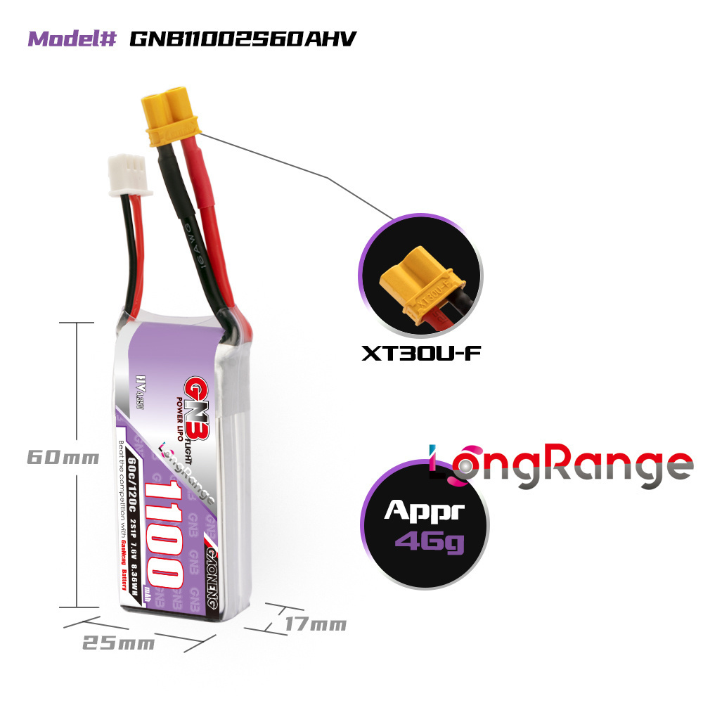 GNB 1100 mAh 2S 3S 4S 6S 60C/1 – Drone Carrera Rc Bewertung und Preis